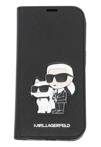 Karl Lagerfeld Cover per iPhone 14 Pro Karl & Choupette - Nero