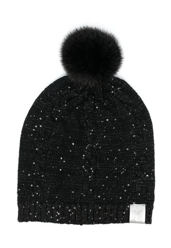 Karl Lagerfeld Kids Berretto con pompon - Nero