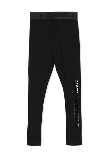 Karl Lagerfeld Kids flocked-logo elasticated leggings - Nero