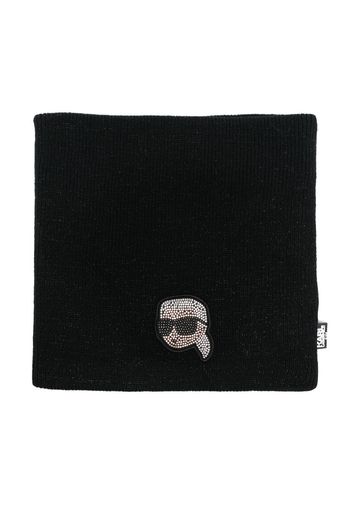 Karl Lagerfeld Kids Ikonik Karl ribbed scarf - Nero