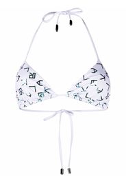 Karl Lagerfeld iridescent logo triangle bikini top - Bianco