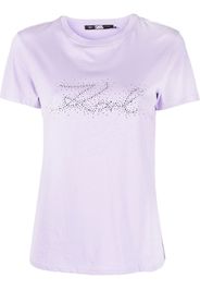 Karl Lagerfeld rhinestone-logo organic cotton T-shirt - Viola