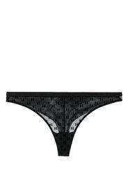 Karl Lagerfeld sheer monogram-pattern thong - Nero
