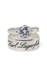 Karl Lagerfeld engraved-logo double ring - Argento