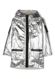 Karl Lagerfeld Kids logo-print metallic hooded coat - Argento