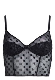 Karl Lagerfeld monogram-flocked bustier bra - Nero