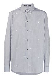 Karl Lagerfeld Camicia a righe con monogramma - Blu