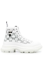 Karl Lagerfeld monogram-pattern leather trainers - Bianco