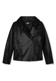 Karl Lagerfeld Kids embroidered-logo leather jacket - Nero