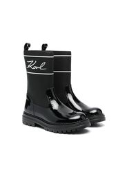 Karl Lagerfeld Kids logo-print round-toe boots - Nero