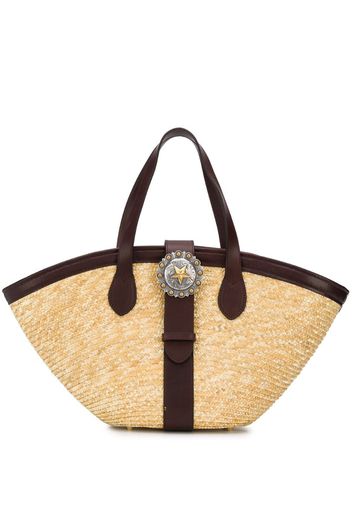 woven star buckle tote bag