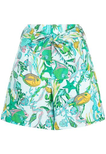 Kate Spade submarine-print cotton-blend shorts - Blu