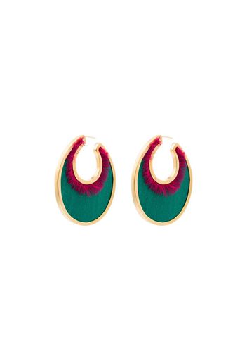 24K gold-plated Oval silk earrings
