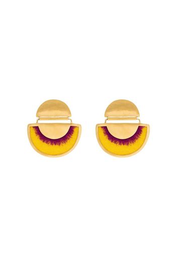 Yellow 24K gold plated silk fringed earrings