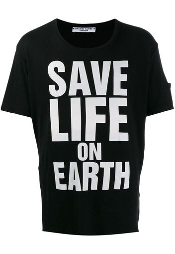 printed 'save life on earth' T-shirt