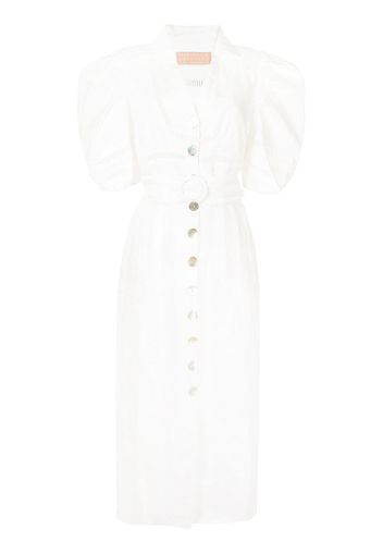 Keepsake The Label puff-sleeve front-buttoned dress - Bianco