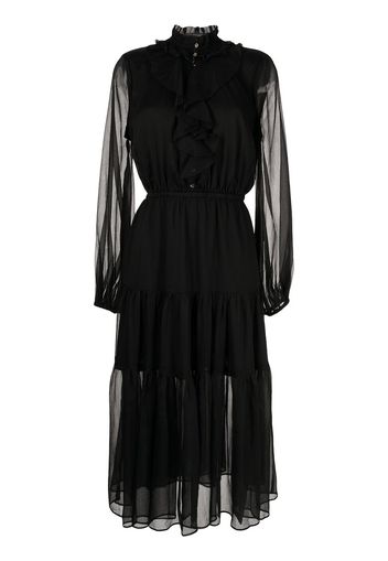 Keepsake The Label semi-sheer panelled midi shirt dress - Nero