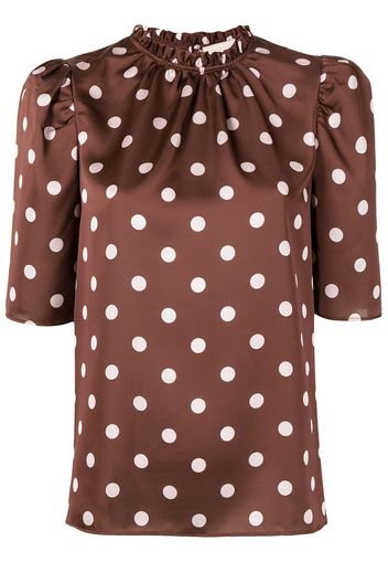 Keepsake The Label polka-dot puff-sleeve blouse - Marrone