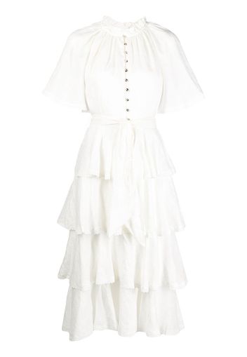 Keepsake The Label ruffle-collar tiered dress - Bianco