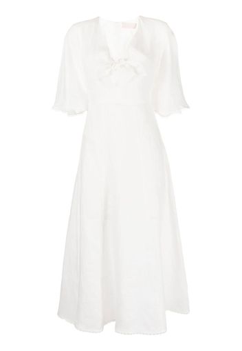 Keepsake The Label knot-front flared midi dress - Bianco