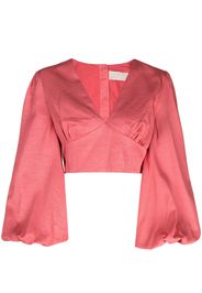Keepsake The Label puff-sleeve cropped blouse - Rosa