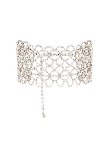 silver tone crystal lace choker