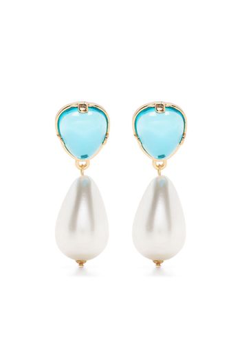 Kenneth Jay Lane Aqua pearl drop earrings - Bianco