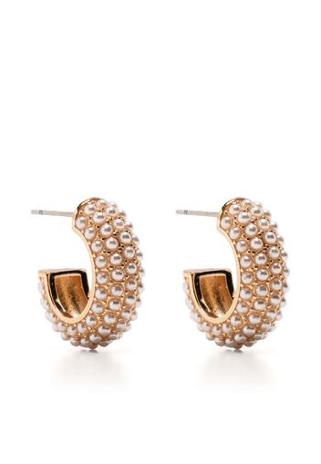 Kenneth Jay Lane pearl polished hoop earrings - Oro