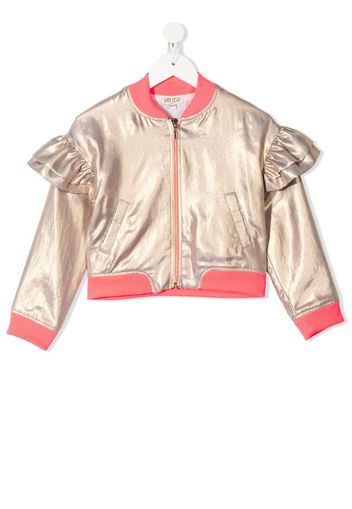 ruffled contrast-trimmed bomber jacket