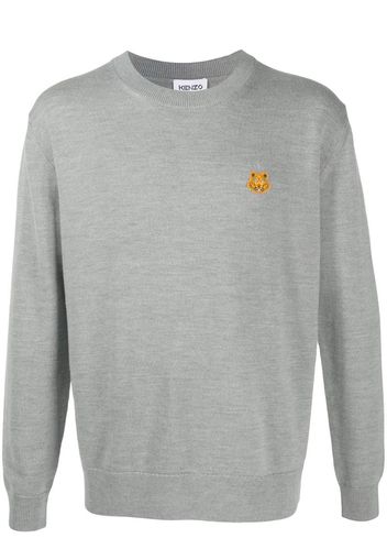 Tiger embroidered crew neck jumper