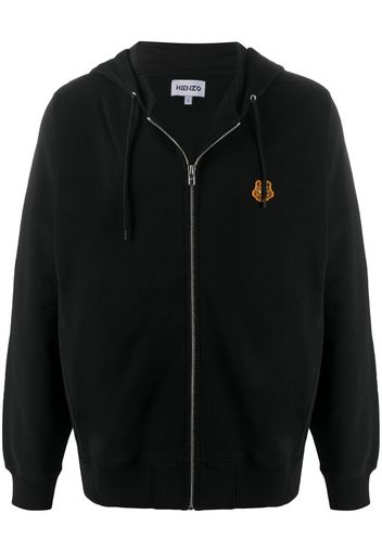 cotton zip hoodie with tiger emblem