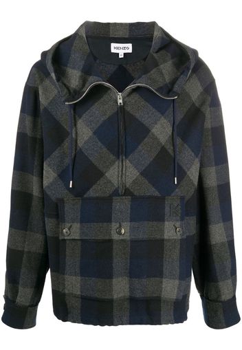 checked zip-up hoodie