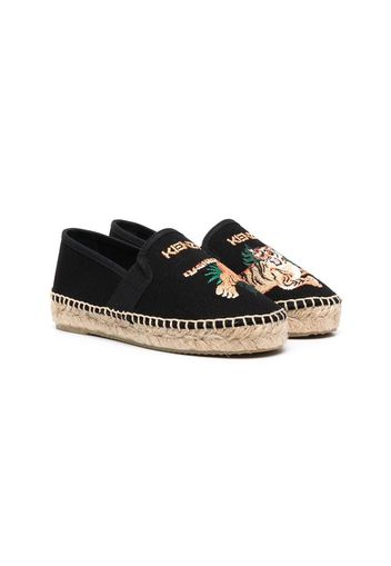 Kenzo Kids tiger-embroidered espadrilles - Nero