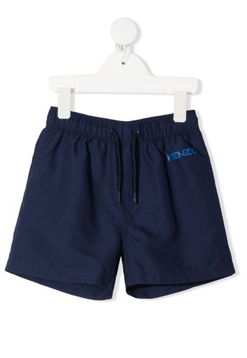 Kenzo Kids logo-print swim shorts - Blu