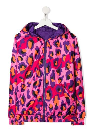 Kenzo Kids leopard-print hooded jacket - Rosa