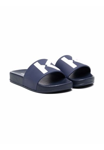 Kenzo Kids Sandali slides con logo goffrato - Blu