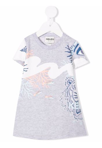 Kenzo Kids tiger-print T-shirt dress - Grigio