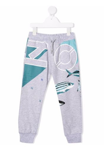 Kenzo Kids Tiger-motif track pants - Grigio