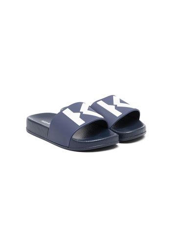 Kenzo Kids logo-letter pool slides - Blu