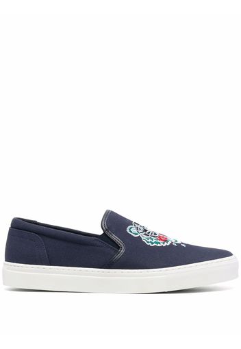 Kenzo logo-embroidered flatform loafers - Blu