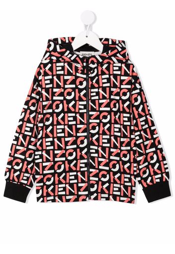 Kenzo Kids logo-print cotton hoodie - Nero