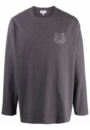 Kenzo embroidered-Tiger long-sleeve T-shirt - Grigio