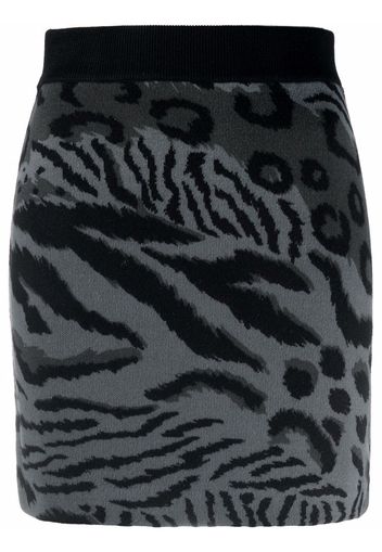 Kenzo tiger-print knitted skirt - Grigio