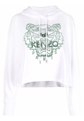Kenzo Tiger-embroidered cotton hoodie - Bianco
