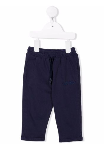 Kenzo Kids logo-embroidered drawstring trousers - Blu