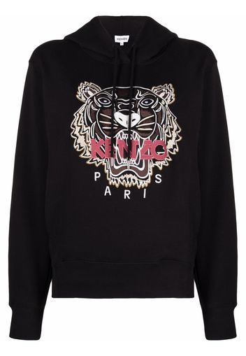 Kenzo tiger-embroidered cotton hoodie - Nero