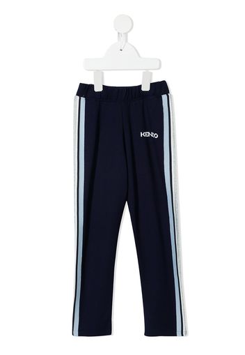 Kenzo Kids logo-print side-stripe track pants - Blu