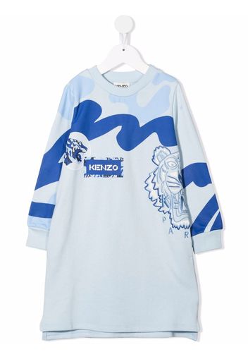 Kenzo Kids Tiger print sweatshirt dress - Blu