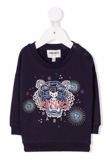 Kenzo Kids Tiger-print crew neck sweatshirt - Blu