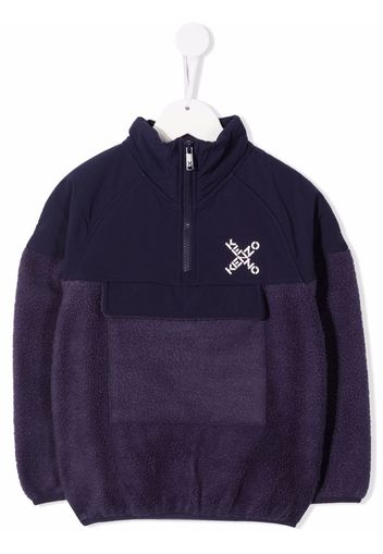 Kenzo Kids logo-print half-zip jumper - Blu